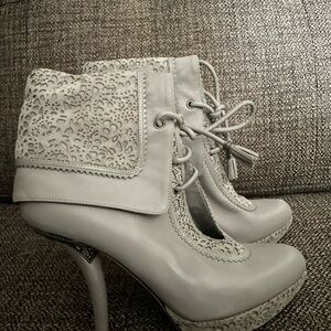 Dior Gray Lace-Up Heeled Boots